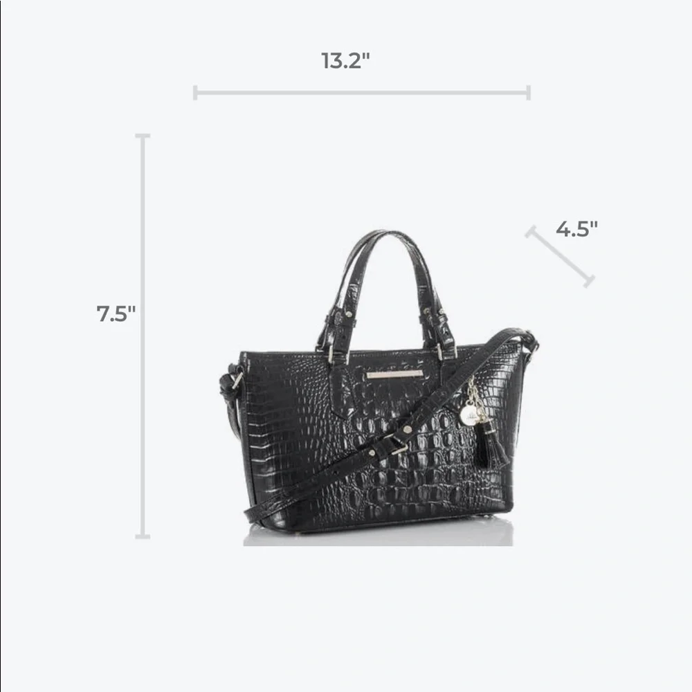 Brahmin Mini Asher Melbourne Embossed Leather Satchel Black - Picture 12 of 12